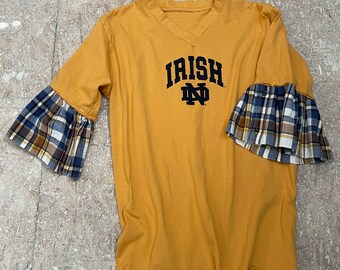 Handmade Notre Dame Womens (mens size L) ruffled tshirt