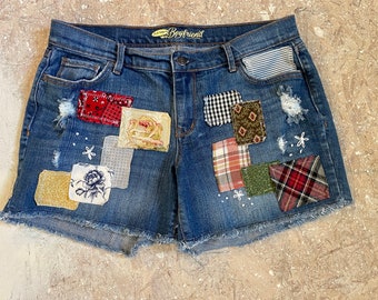 Handmade upcycled womens denim shorts