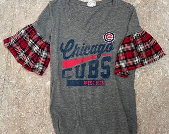 Handmade Chicago Cubs Womens ruffled tshirt (can be customized see description)