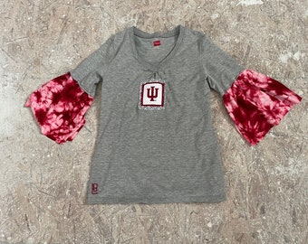 Handmade upcycled IU girls ruffled tshirt