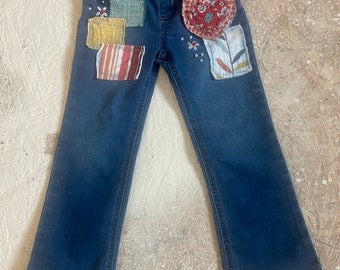 Little girls handmade upcycled jeans