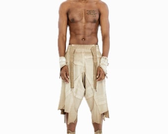 Avant Garde Shorts Men, Burning Man Outfit, Post Apocalyptic Clothing, Festival Wear, Unisex Loose Shorts, Desert Fashion