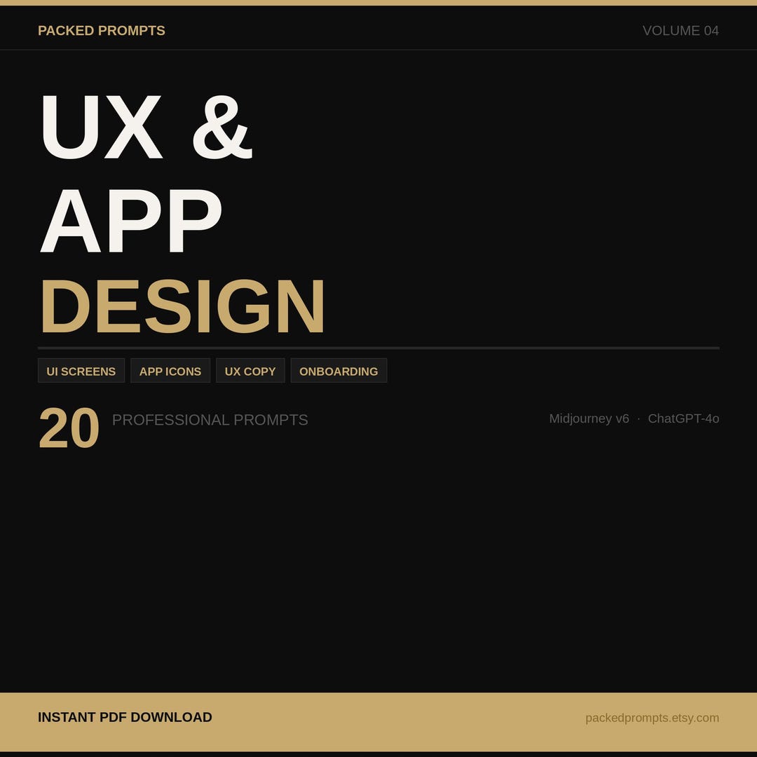 UX App Design Prompts for Midjourney, Chatgpt | UI, Icons, Copy (PDF ...