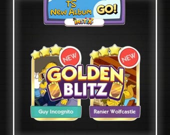 Golden Blitz Stickers - Monopoly_Go - New Album - Guy Incognito & Ranier Wolfcastle - Special Combo