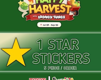 1 Star Stickers - Monopoly_Go - New Album - Happy Harvest - 5 Piece / Order - Fast Sending