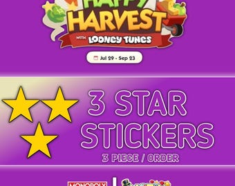 Stickers 3 Stars - Monopoly_Go - New Album - Happy Harvest - 3 Piece / Order - Fast Sending