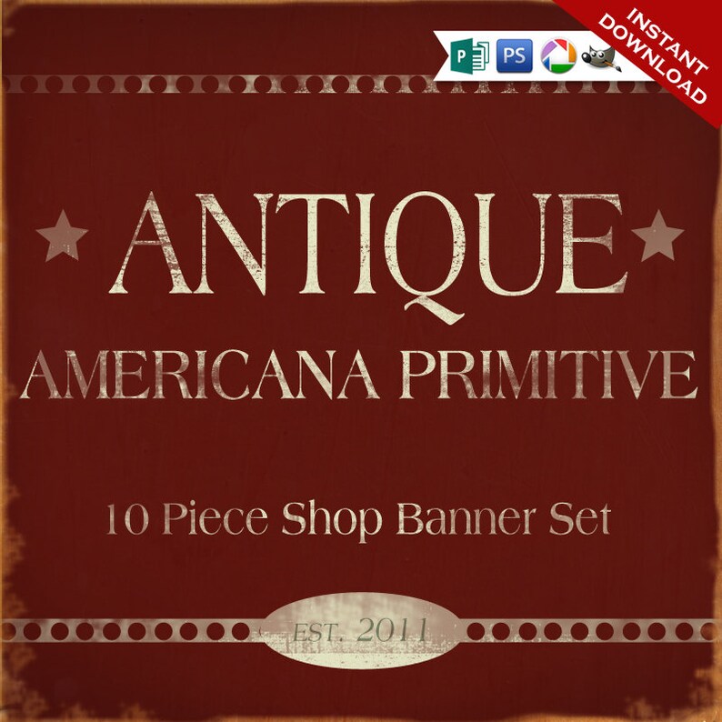 Custom Etsy Banner And Avatar Design Set 11 Piece Red Etsy