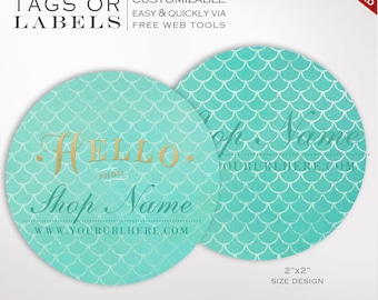 Round Label Template - 2 Inch Circular Mermaid Scales Label Template - DIY Stickers Printable Product Labels HangTags Avery LB2R AAB