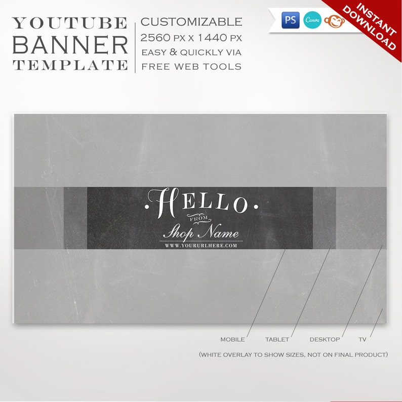Youtube Banner Template Chalkboard Youtube Channel Art Etsy