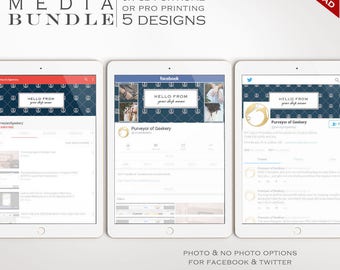 Social Media Template Kit - Nautical Facebook Cover, Twitter Header and YouTube Channel Art Templates - Social Media Brand BDSM AAC