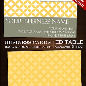 2-Sided Mellow Yellow DIY Template Business Card Set Clean Minimalist Simple Classic Geometric mly Custom Business Card Design Set