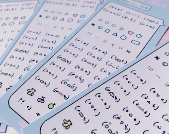 Text Me Kaomoji Sticker Sheet: Y2K Nostalgia Emoji Journal Diary Deco (50+ Stickers)