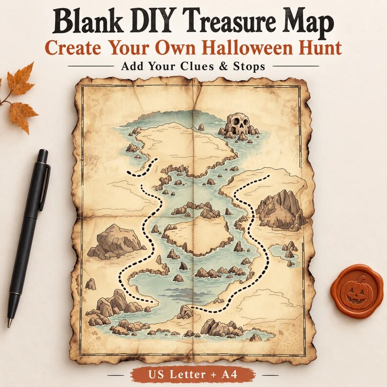Halloween Scavenger Treasure Hunt Map for Your Own Party Game, Kids ...