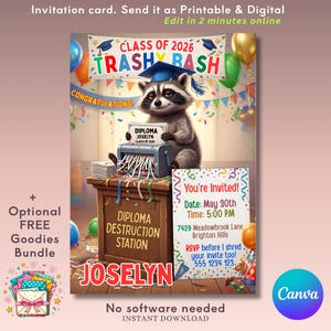 Graduation invitations, High school senior boy or girl diploma, end of the year 2026 class invite, digital invite template, instant download