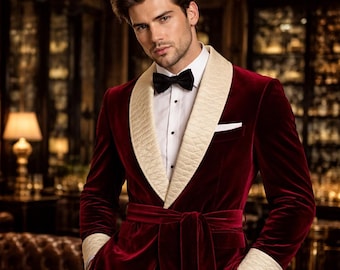Red Velvet Tuxedo Jacket Men, Shawl Lapel Blazer, Wedding Groom Outfit, Luxury Formal Party Wear, Designer Evening Jacket.