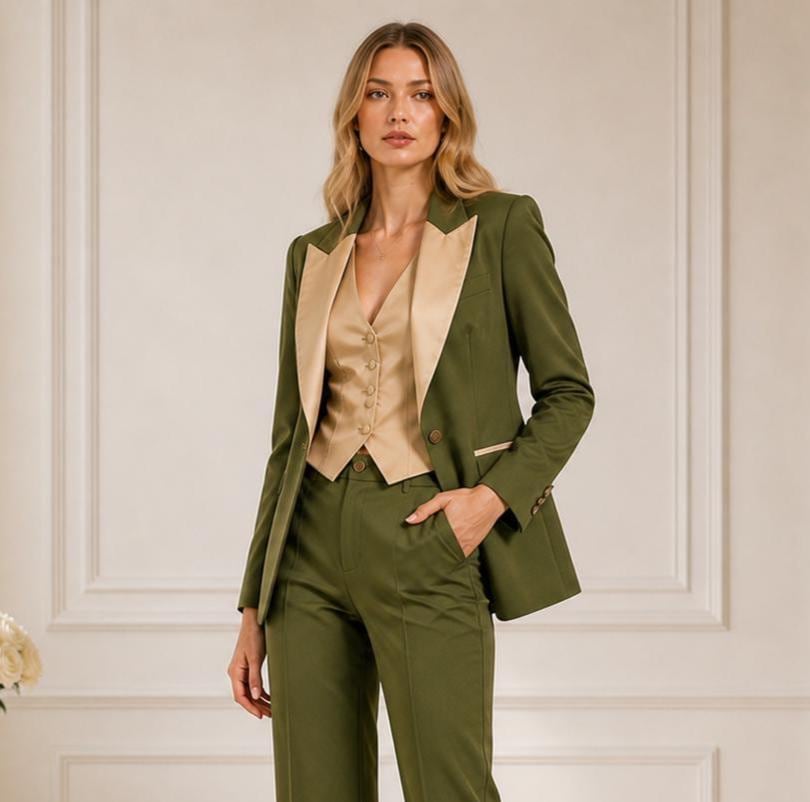 knee length dresses for ladies Royal Blue Tailored Three Piece Suit for Women  madhumancouture