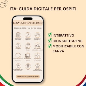 Manuale Benvenuto Airbnb Digitale Interattivo, Guida Ospiti Case Vacanza Canva, Digital Welcome Book Template Mobile Friendly, ITA ENG