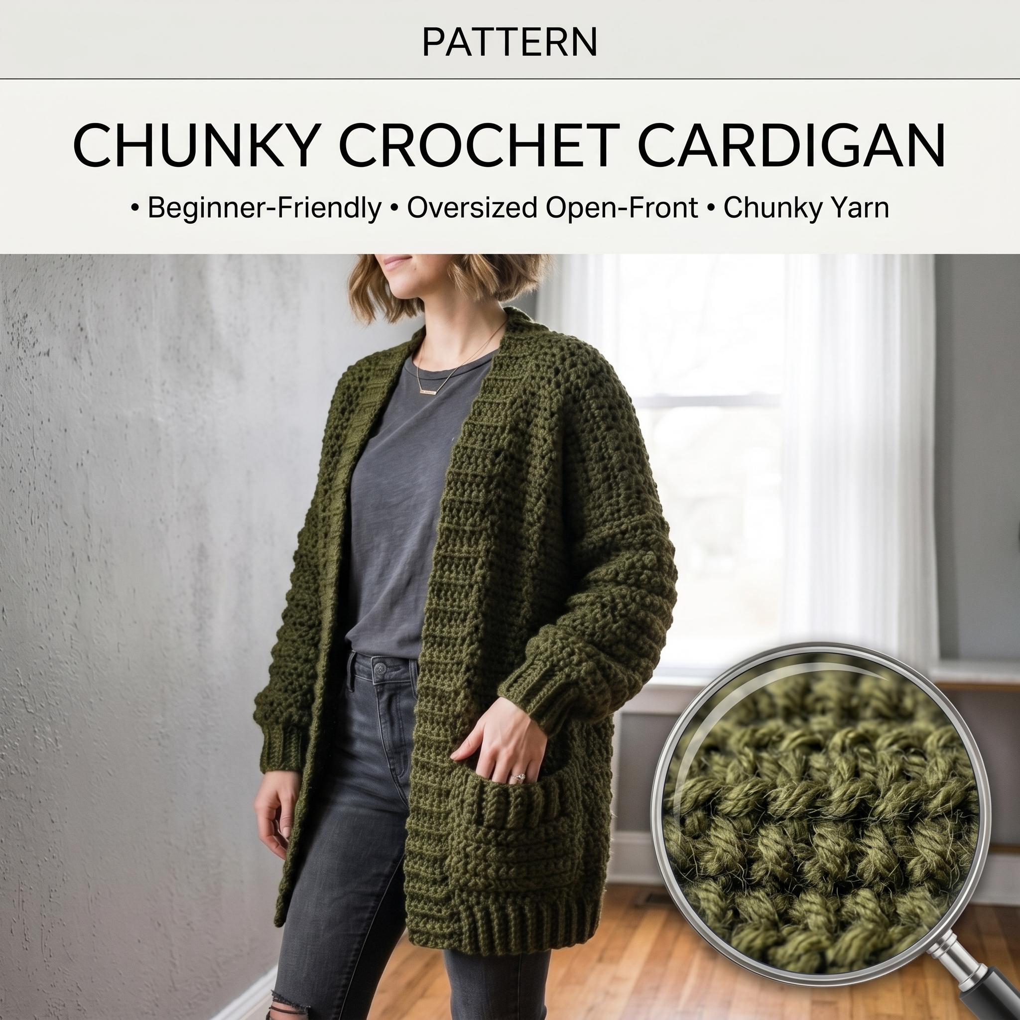 Oversized Chunky Crochet Cardigan Pattern PDF