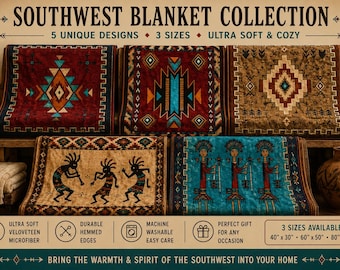 Southwest Blanket, Western Throw , Rustic Home Decor, Kokopelli , Desert Cabin , Southwestern Gift