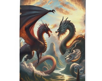 Fantasy Dragon Fleece Blanket, Cozy Gothic Home Decor, Warm Throw for Lovers