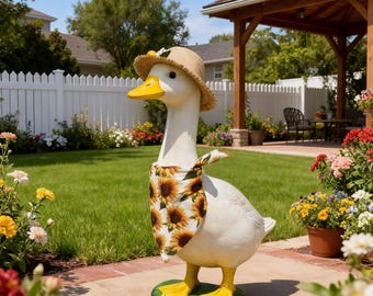 Urocze dodatki Porch Goose: bandana w słoneczniki i słomkowy kapelusz z kwiatowym wykończeniem