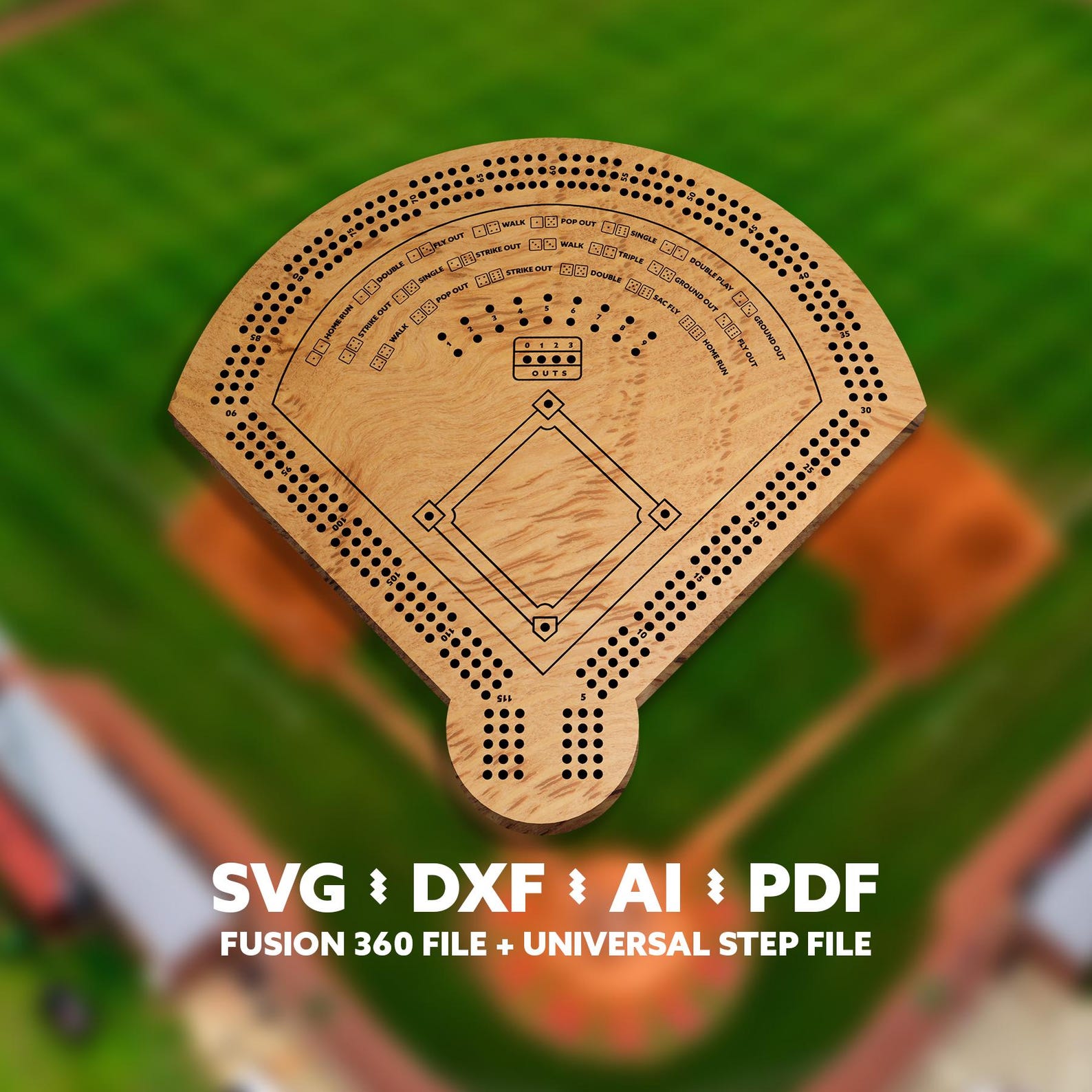 Baseball Dice Game & Cribbage Board CNC Template (svg, Dxf, Pdf) - Etsy