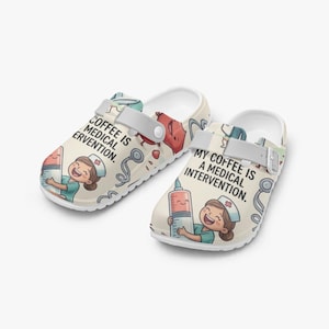 Coffee Clogs Nurse Clogs, NHS, health service, Shoe, Soft Fit, Medication, Funny