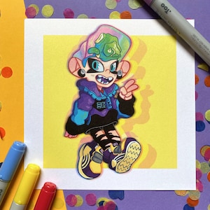 Sparkly Splatoon 3 Octoling Druck, niedliche Inkling