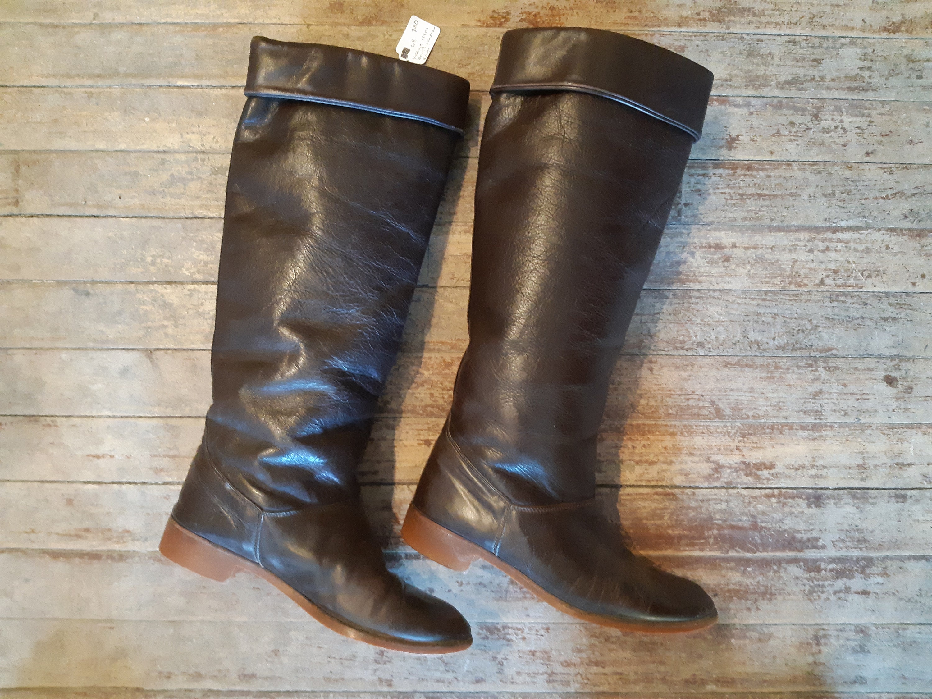 Vintage 1990s Roots Leather Boots Tall 