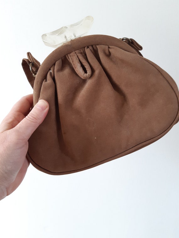 1940s 40s fabric and Lucite top handle evening bag