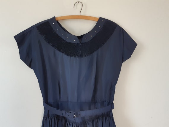 Vintage 1930s 30s taffeta dress, 1930s pintuck ful