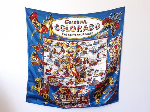Large vintage Colorado souvenir scarf