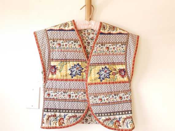 Vintage 1980s patchwork quilted vest M