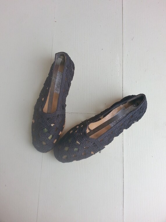 Vintage Joan & David Couture black espadrilles wov