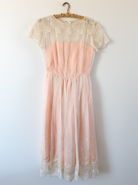 1960s 60s pale pink prom dress xs