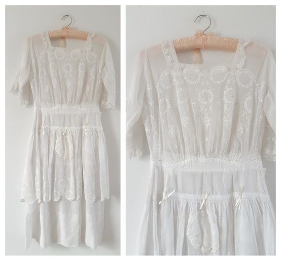 Antique Victorian Edwardian 1900s cotton lace tea