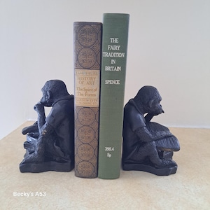 Antique Cast Iron Thinking Monkey Bookends