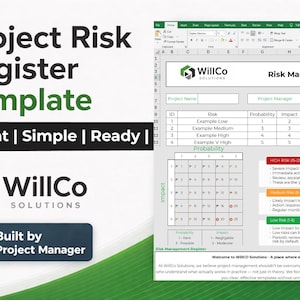 Plantilla de registro de riesgos del proyecto en Excel / Herramienta de gestión de proyectos con panel de control de semáforo