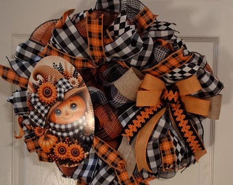 Whimsical Scarecrow Halloween Wreath