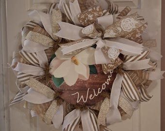 Elegant Magnolia Welcome Wreath