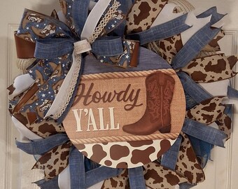 Howdy Y'all Western Farmhouse Wreath