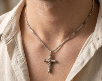 Snake Cross Necklace - Hollow Pendant, Trendy Religious Jewelry