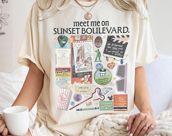 Camiseta retro "Meet Me On Sunset Boulevard", camiseta nostálgica de Magic Kingdom, camiseta vintage "Sunset Boulevard USA", camiseta a juego para viaje a Disney.