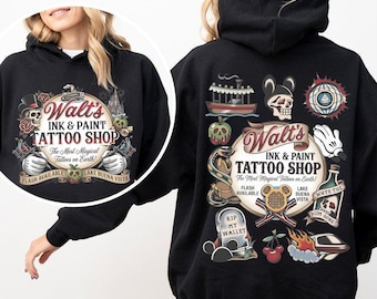 Walt's Ink & Paint Tattoo Shop Png, Disney Flash Tattoo Png, Disneyworld Trip Png, Retro Magic Kingdom Tattoo PNG