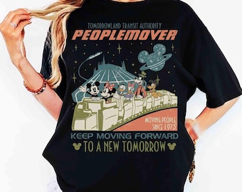 Vintage Disney Mickey and Friends Space Mountain Shirt, Tomorrowland Transit Authority People Mover Tee, Keep Moving Forward, WDW Disneyland