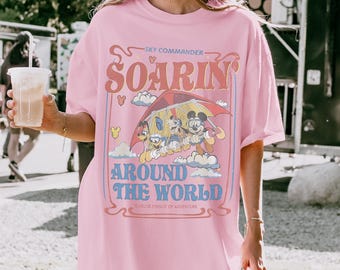 Vintage Soarin Around the World Shirt, Retro Mickey & Friends Tee, EPCOT Ride Shirt, Family Trip, Birthday Gift