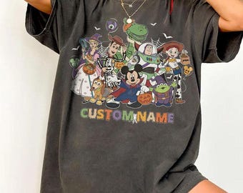 Custom Disney Pixar Halloween Shirt, Mickey And Toy Friends Spooky Season Tee, Family Halloween Party Matching Trip Vacation Outfit Tee