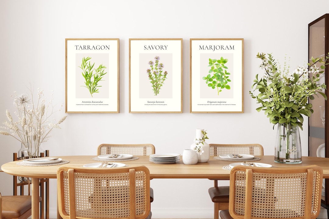 botanical herb prints set of 4 unframed botanical herb... Botanical Herb Prints Set, Tarragon, Savory, Marjoram (digital Download ...