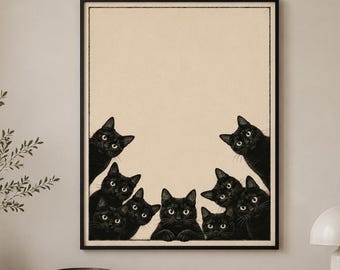 Black Cat Wall Art | Vintage Cat Poster | Spooky Home Decor | Halloween Poster | Alternative Art Print | Gothic Gallery Wall | Cat lover