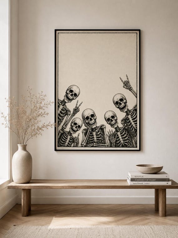 Skeleton Wall Art Print | Vintage Skeleton Poster | Gothic Wall Decor | Spooky Gallery Wall | Skeleton Art | Alternative Home Decor
